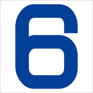 カッティングステッカー 数字6 文字高100mm 青