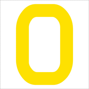 カッティングステッカー 数字0 文字高100mm 黄
