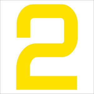 カッティングステッカー 数字2 文字高100mm 黄