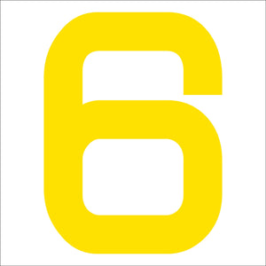 カッティングステッカー 数字6 文字高100mm 黄