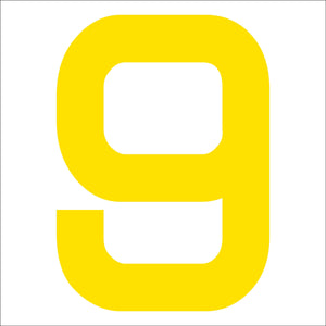 カッティングステッカー 数字9 文字高100mm 黄