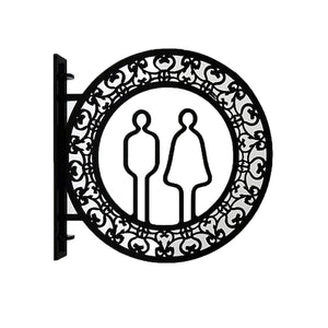 ツケレルン 1Wayピクトサイン(柄枠 男女並びトイレ02) 黒