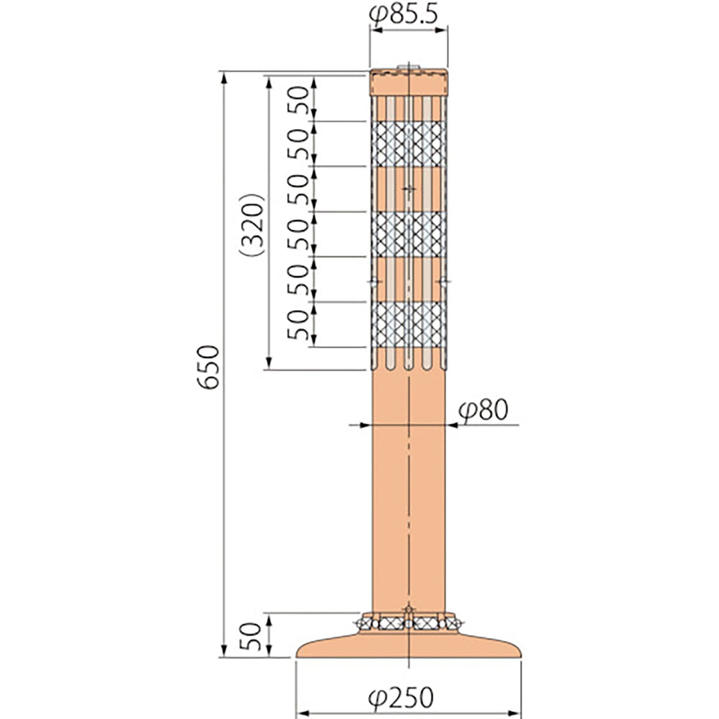 ポストコーン腰みの付防塵PATK-65-250-R