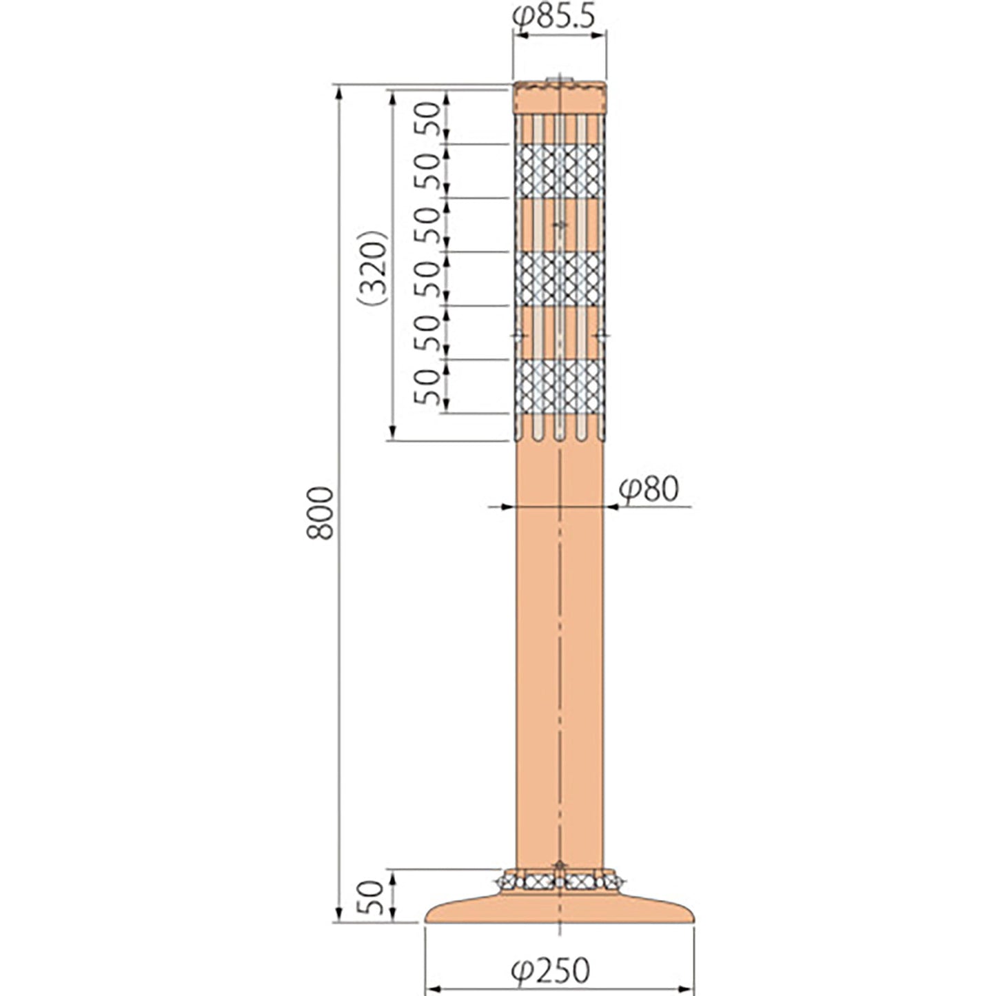 ポストコーン腰みの付防塵PATK-80-250-R