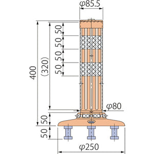 ポストコーン腰みの付防塵PBTK-40-250-R