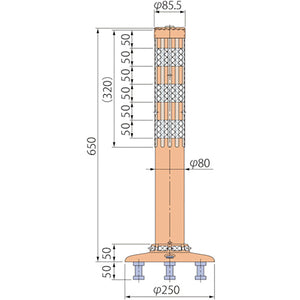 ポストコーン腰みの付防塵PBTK-65-250-R
