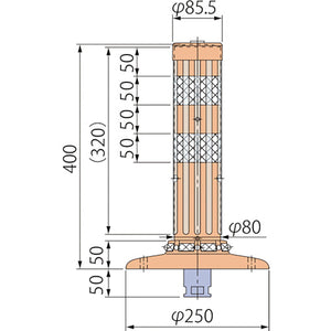 ポストコーン腰みの付防塵PCTK-40-250-R