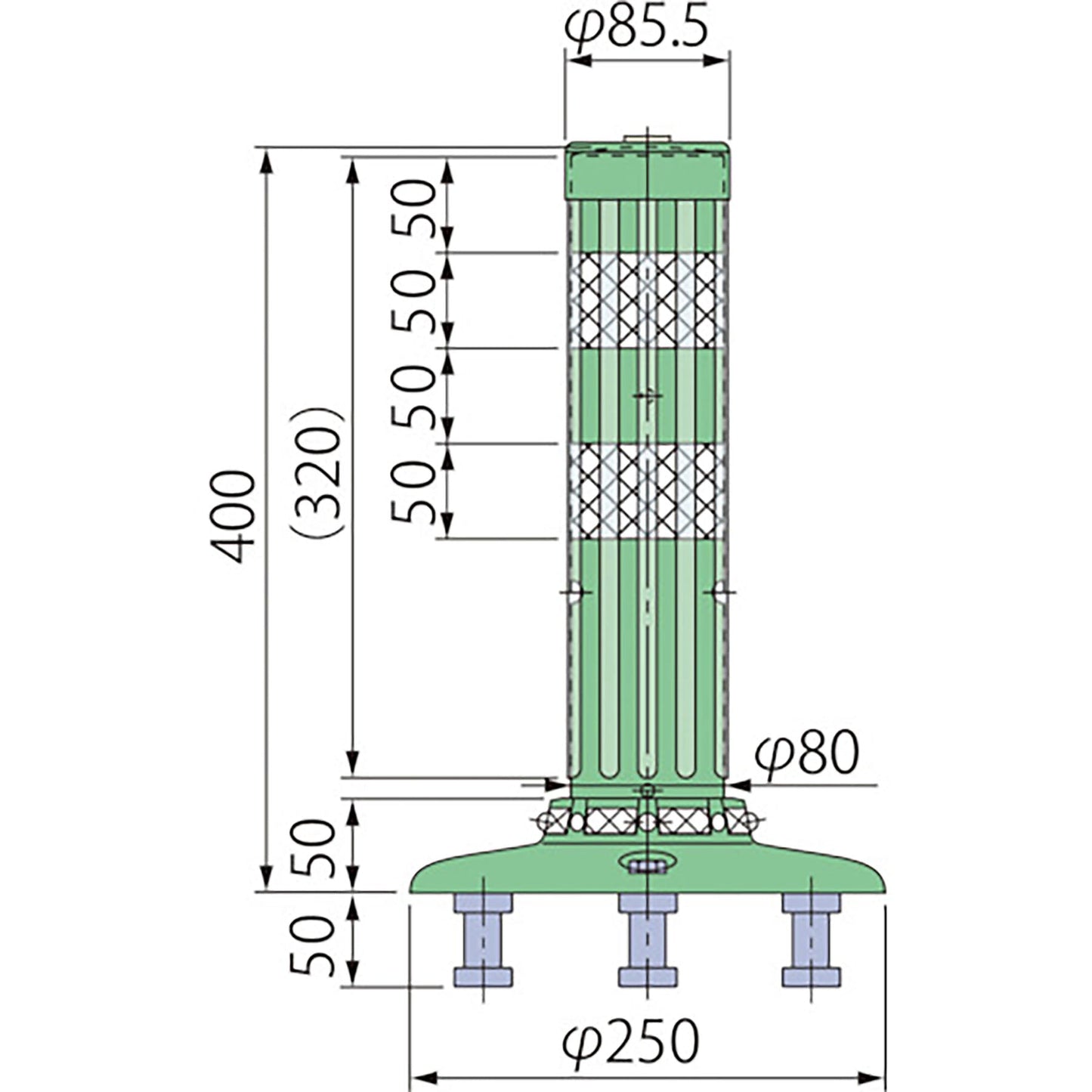 ポストコーン腰みの付防塵PBTK-40-250-M