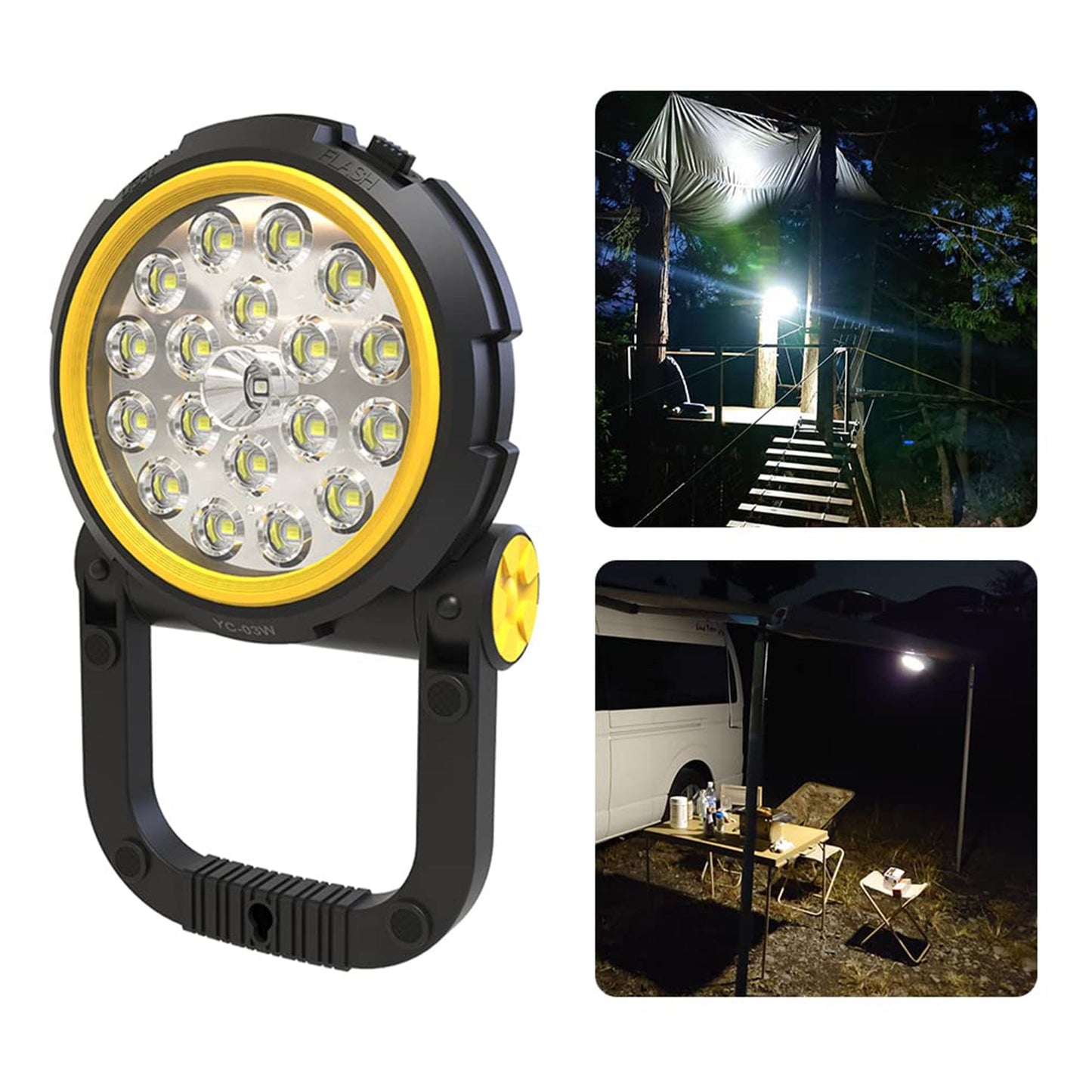 「実用新案登録」充電式LED 20W コンパクト 点灯3モード Type-C充電 YC-03W