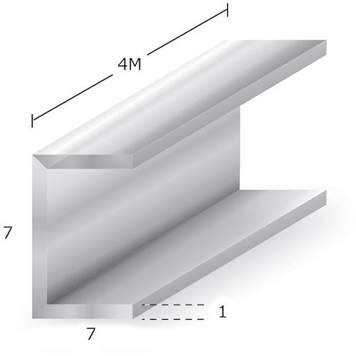 アルミチャンネル アルマイト付 t1X7X7X4m シルバー