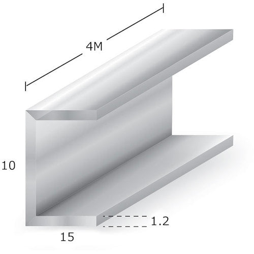 アルミチャンネル アルマイト付 t1.2X10X15X4m シルバー
