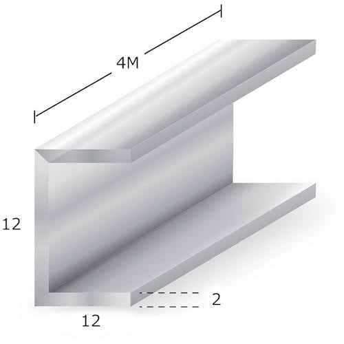 アルミチャンネル アルマイト付 t2X12X12X4m シルバー