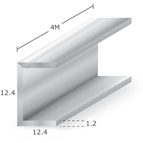 アルミチャンネル アルマイト付 t1.2X12.4X12.4X4m シルバー