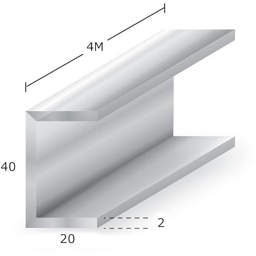 アルミチャンネル アルマイト付 t2X40X20X4m シルバー