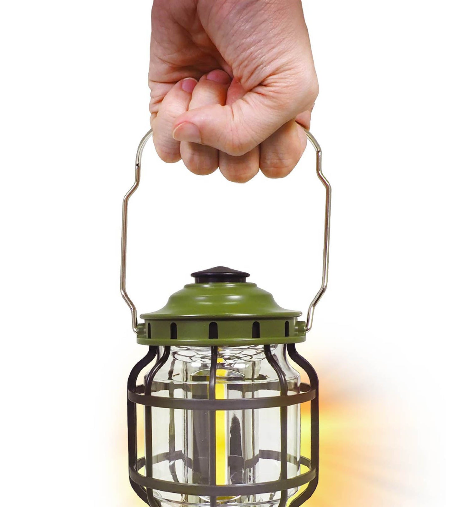 カラビナ付き調光ランタンライト オリーブ