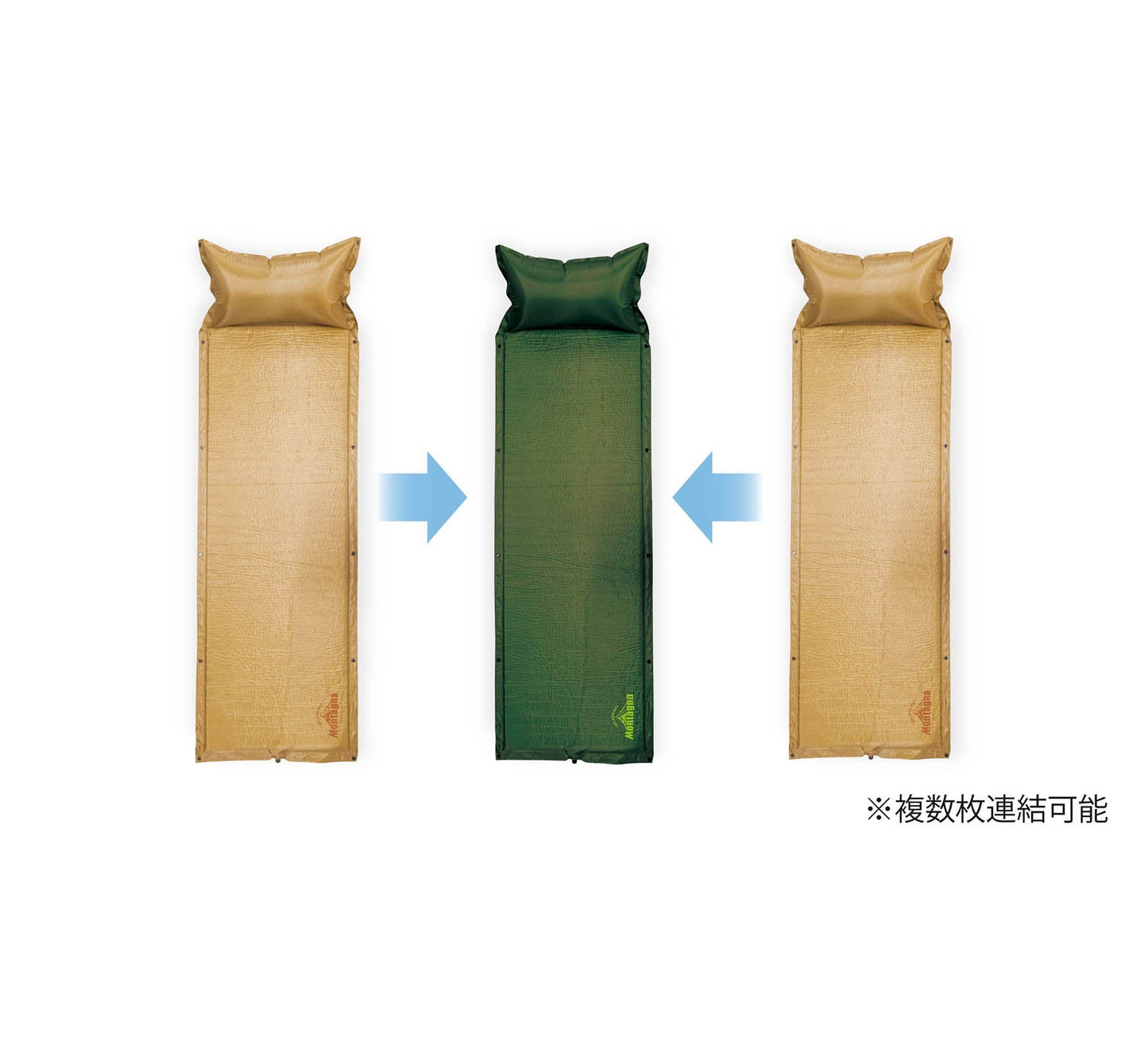 マクラ付き自動膨張マット ベージュ