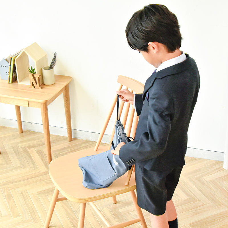 シューズバッグ 丸洗い 薄くて丈夫 間口広め 大人も使える 巾着 ブルーグレー