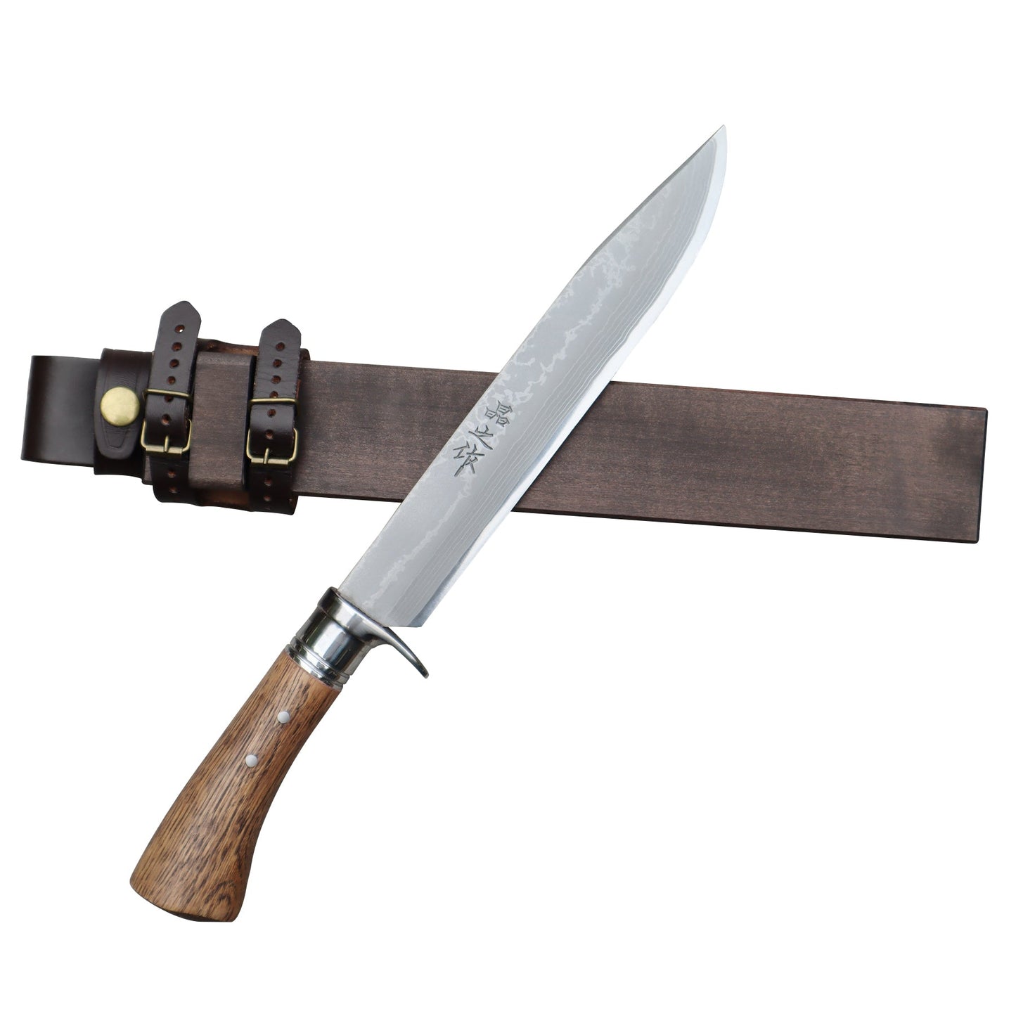 土佐登山剣鉈9寸 【ステンツバ輪】ダマスカス15青2 洋樫柄オイルステン