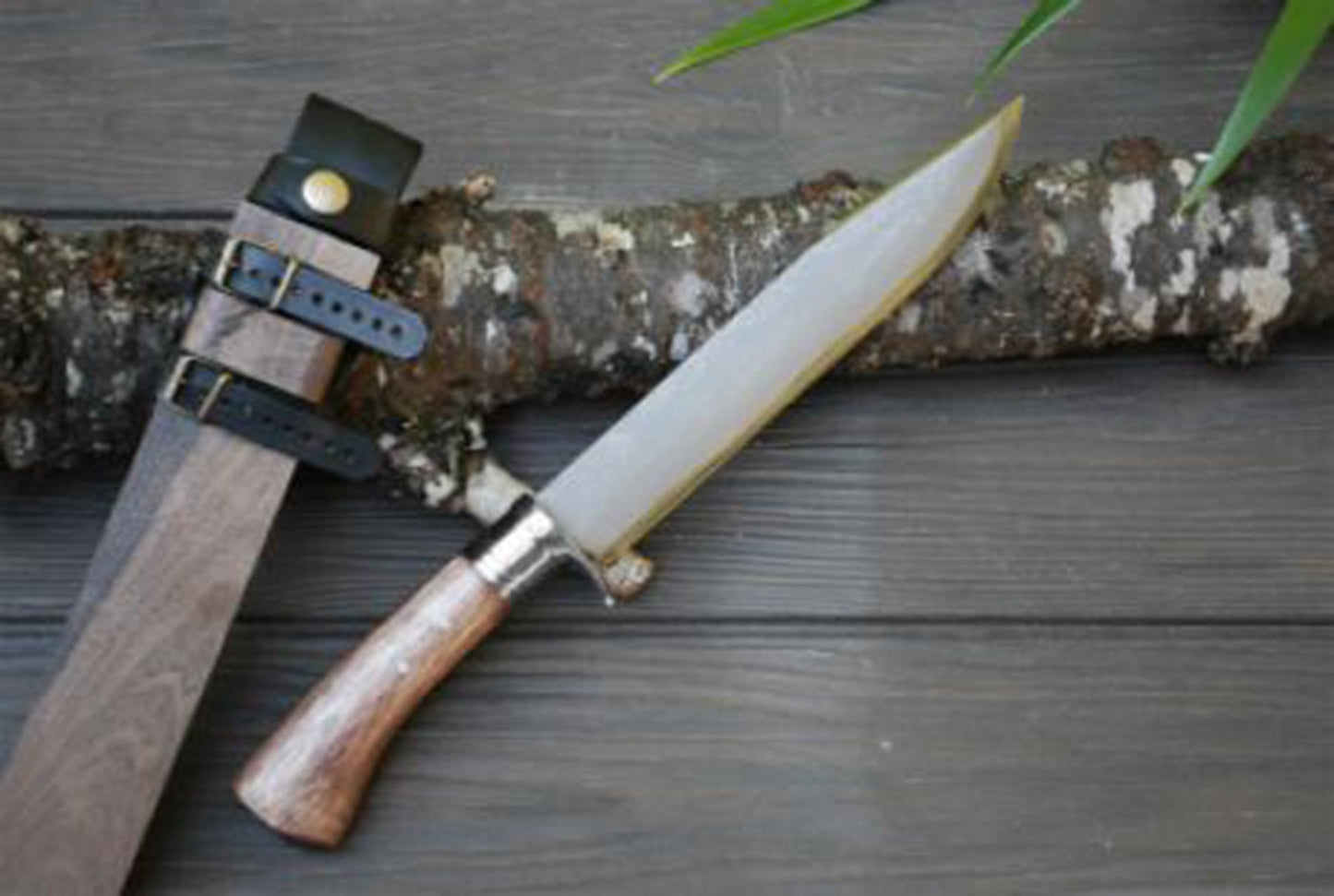 土佐登山剣鉈9寸 【ステンツバ輪】ダマスカス15青2 洋樫柄オイルステン