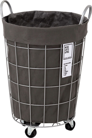 ランドリーバスケット キャスター付き ラウンド 33L ダークグレー