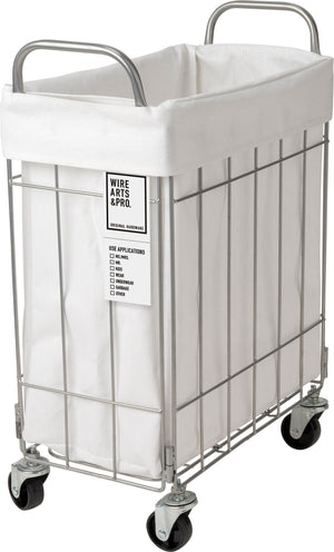 折りたたみ可能ランドリーバスケット キャスター付き スクエア 28L ホワイト