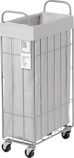 折りたたみ可能ランドリーバスケット キャスター付き スクエア 40L ライトグレー