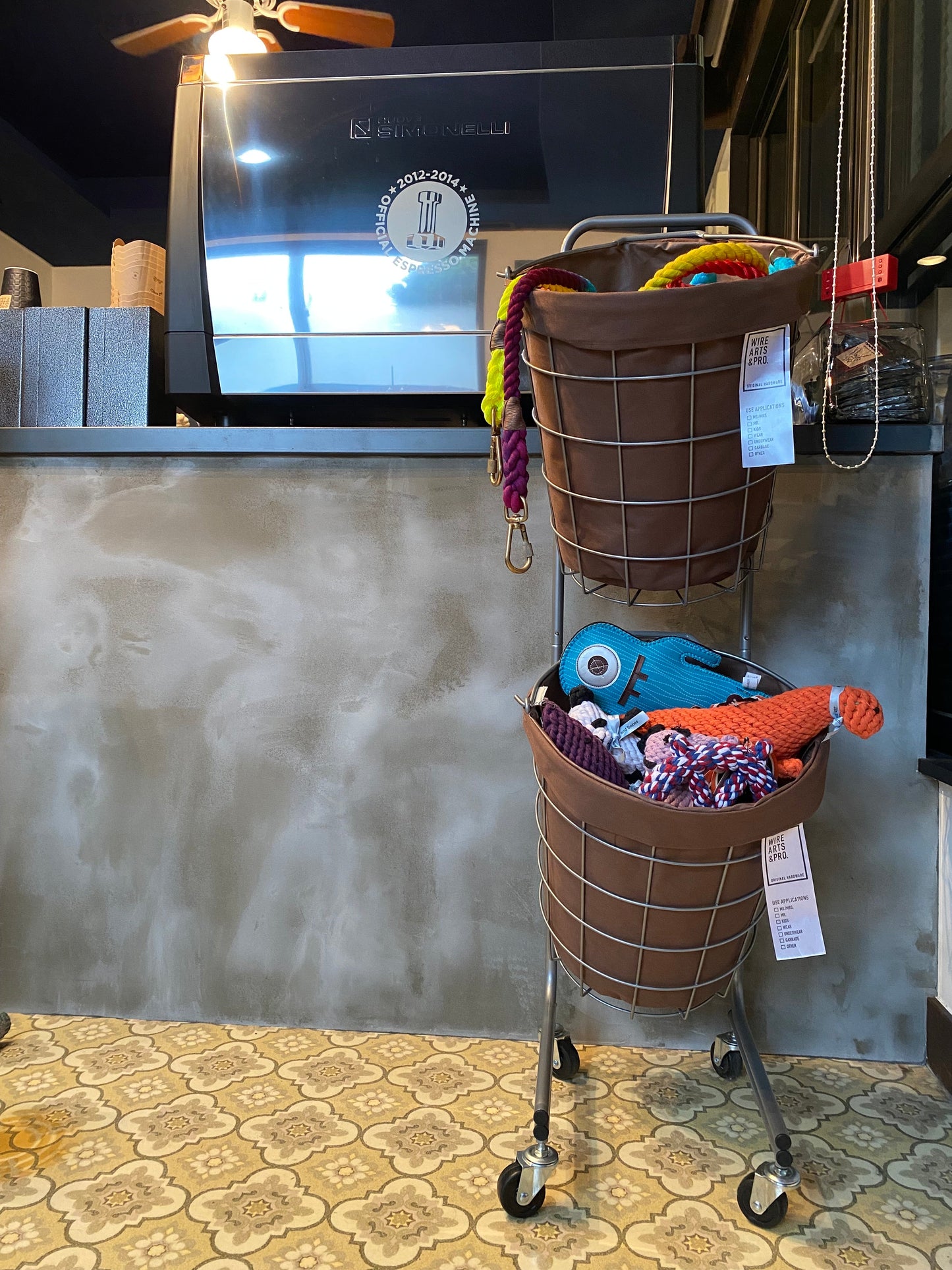 ランドリーバスケット キャスター付き 2段 ラウンド 25L×2 ライトグレー