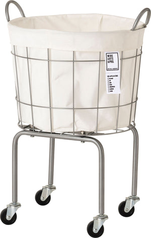 ランドリーバスケット 脚/キャスター付き ラウンド 35L ホワイト