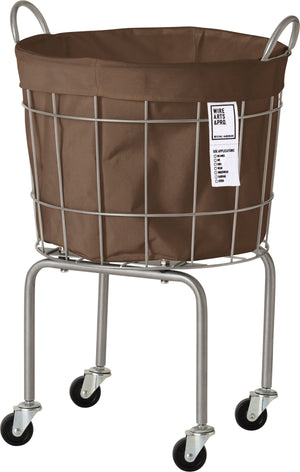 ランドリーバスケット 脚/キャスター付き ラウンド 35L ブラウン