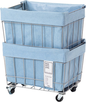 スタッキングバスケット2段 キャスター付き デニム