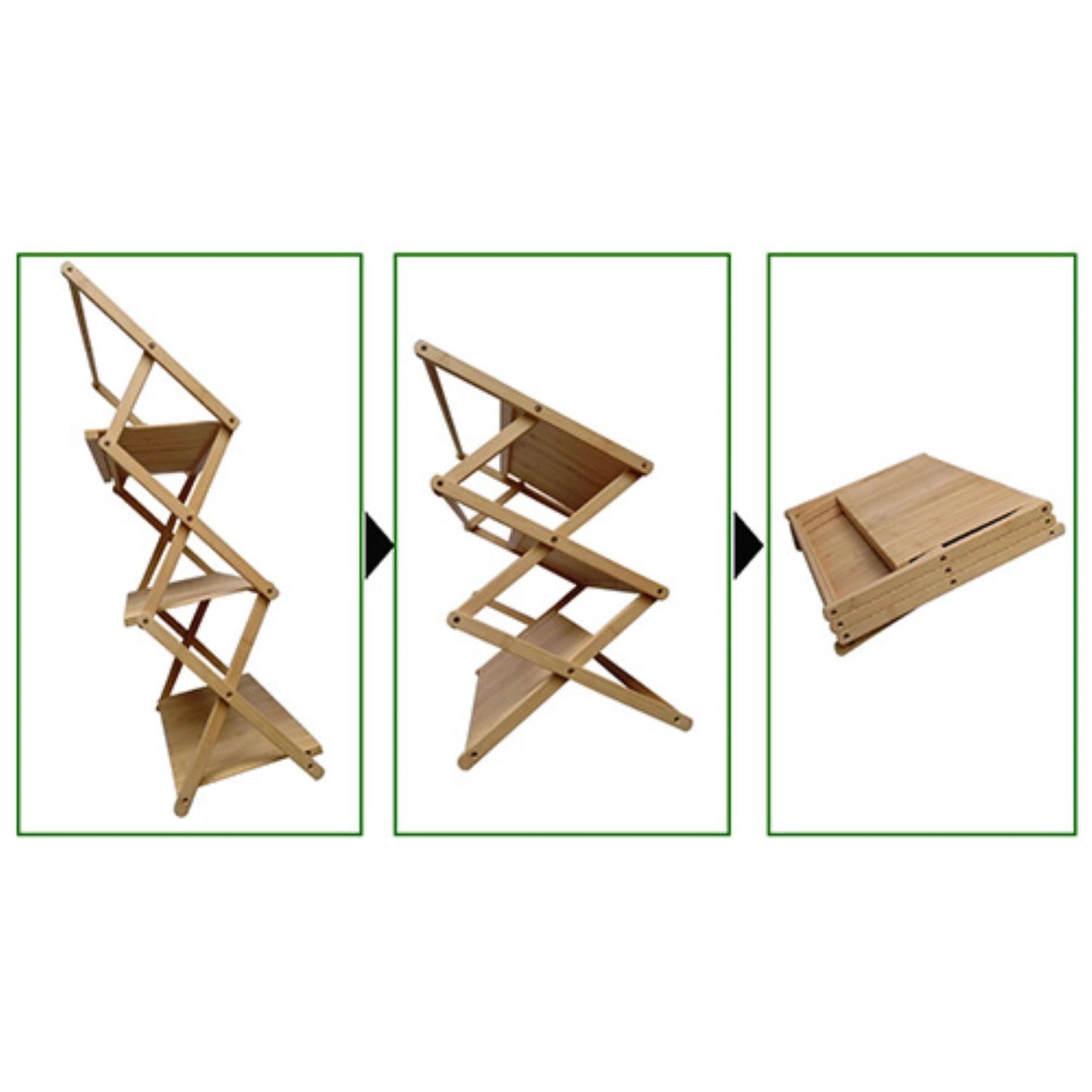 折りたたみ式竹製3段ラック 軽量 オープンラック 収納棚 コンパクト おしゃれ