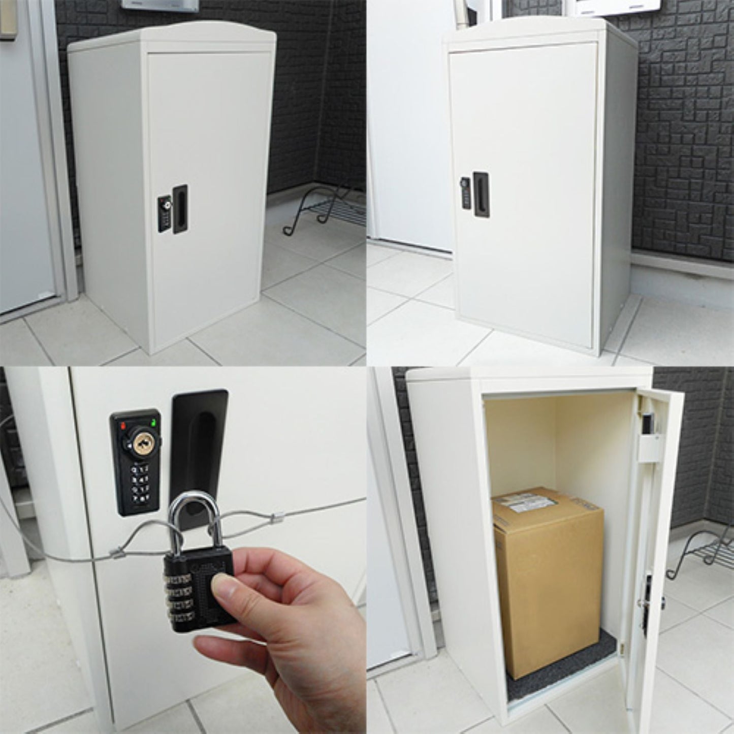 宅配ボックス ダイヤル/キー2way 73L大容量 工事不要 盗難防止 グレー