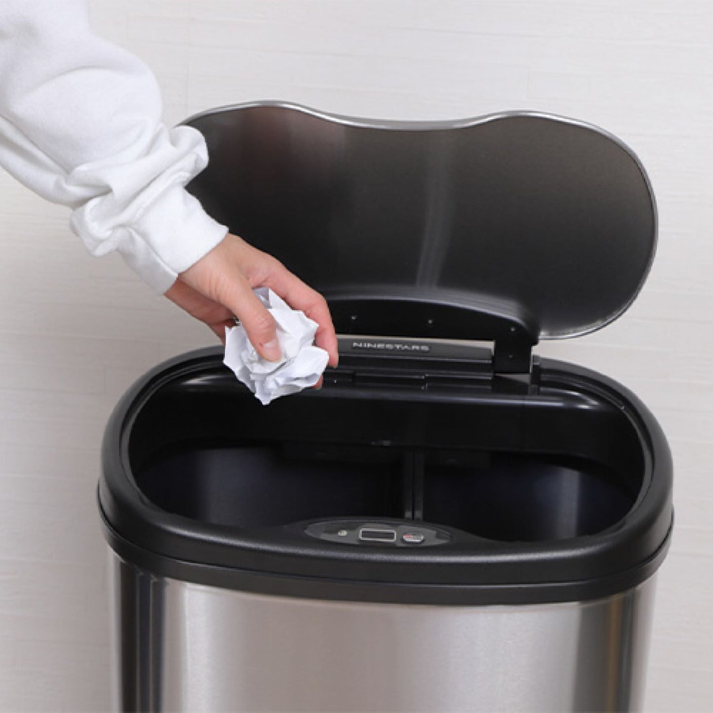 2分別ごみ箱 50L大容量 センサー自動開閉式 ステンレス お手入れ簡単 スリム