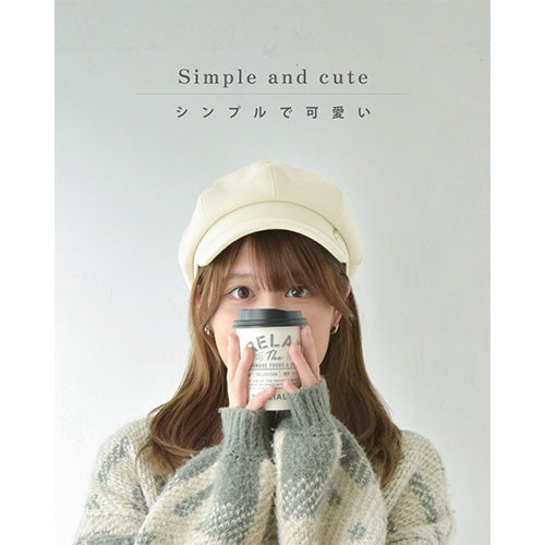 キャスケット レディース 秋冬 帽子 ワンポイント付 韓国風 サイズ調節可 BE