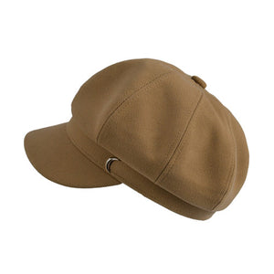 キャスケット レディース 秋冬 帽子 ワンポイント付 韓国風 サイズ調節可 MO