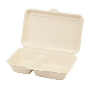 ECO&BASIC バガス ランチボックス 1000ml 仕切り付き 50入