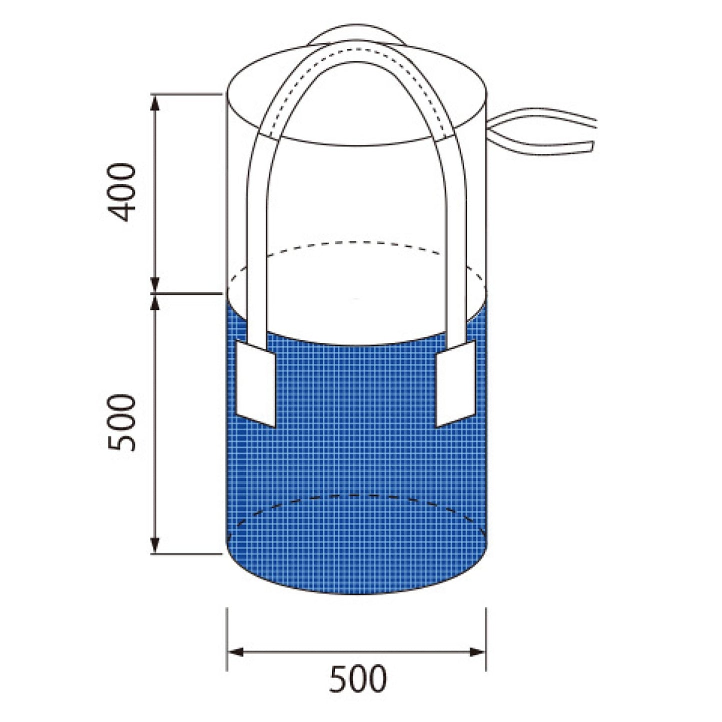 コンテナバッグ 丸型 容量100L 青色 耐荷重100kgタイプ 排出口無し 10枚セット