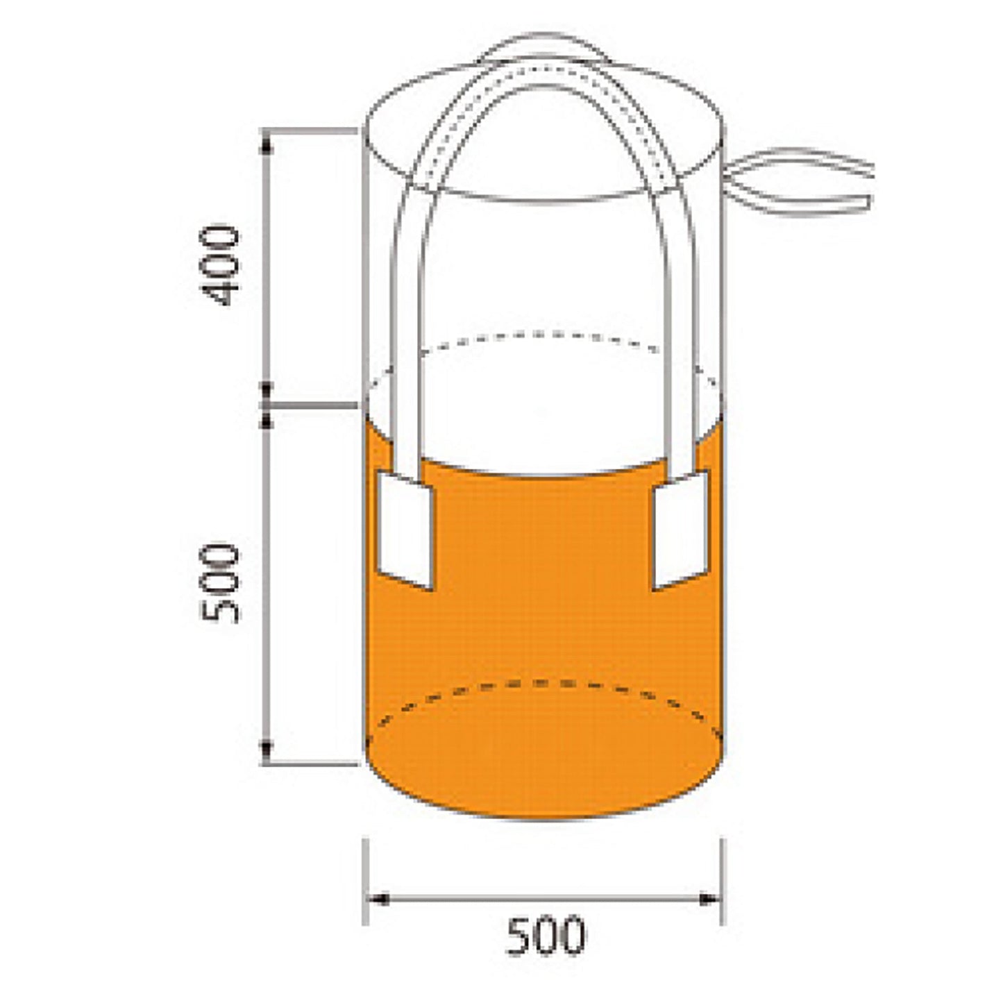 コンテナバッグ 丸型 容量100L オレンジ 耐荷重100kgタイプ 排出口無し 10枚セット