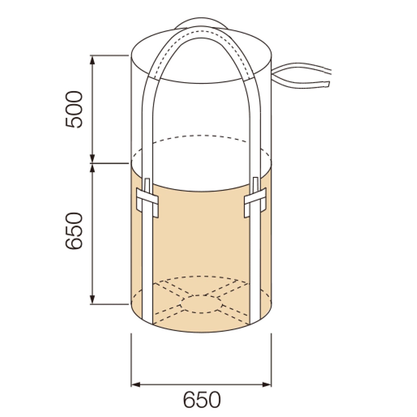 コンテナバッグ 丸型 容量200L 耐荷重1000kgタイプ 排出口無し 10枚セット
