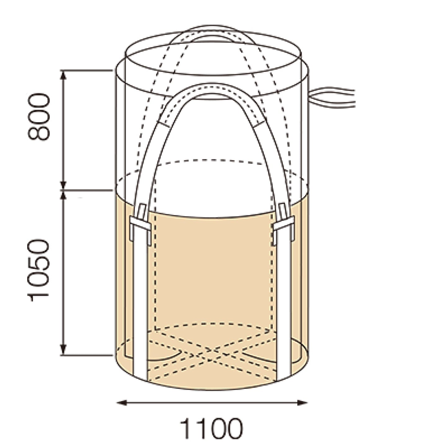 コンテナバッグ 丸型 内袋入りタイプ 容量1000L 耐荷重1000kgタイプ 排出口なし 10枚セット