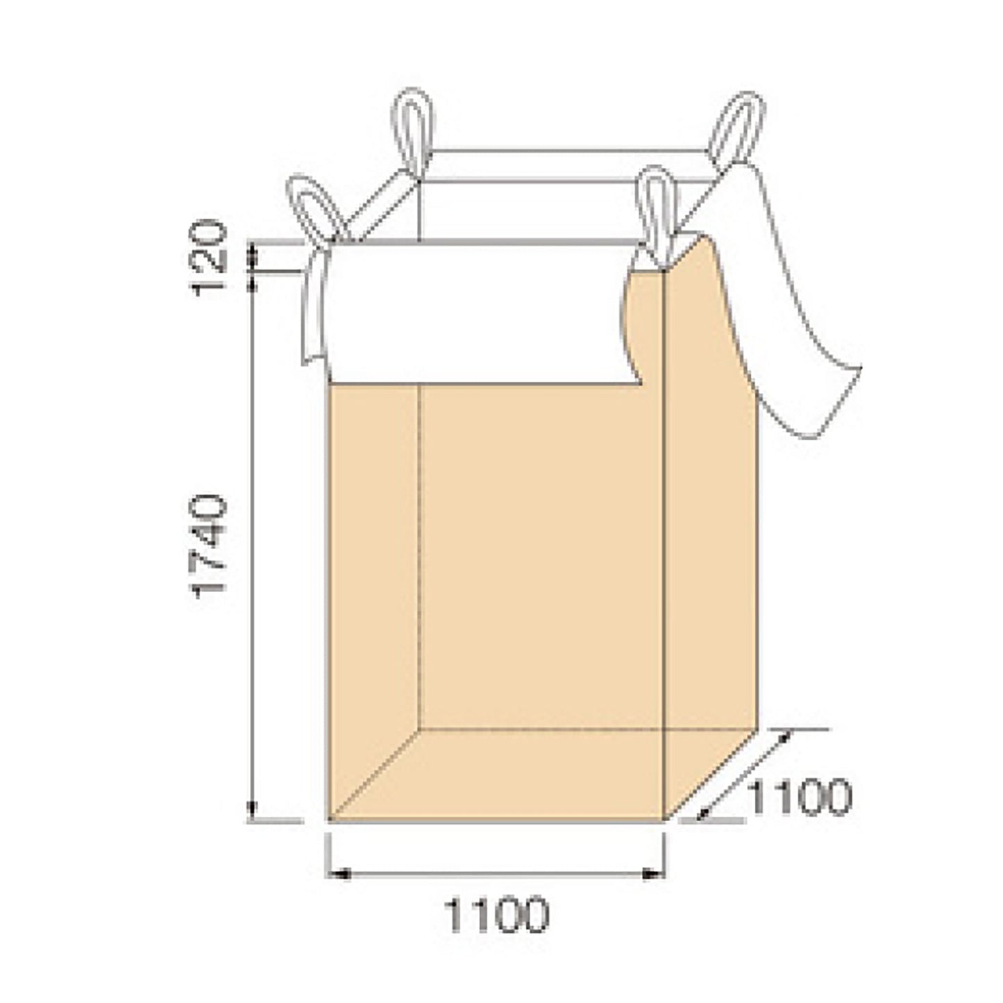 コンテナバッグ 角型 容量2100L 耐荷重1000kgタイプ 排出口なし 10枚セット