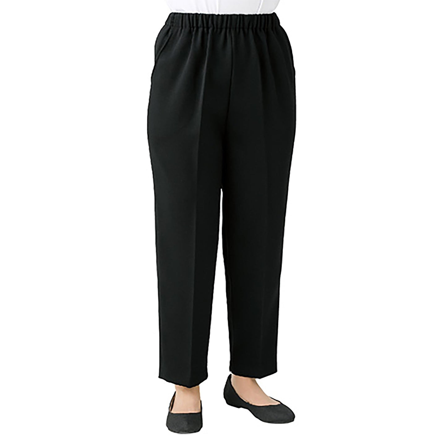 裾ファスナーパンツ 診察湿布貼り 保温素材 秋冬 婦人 股下55cm BK 2L