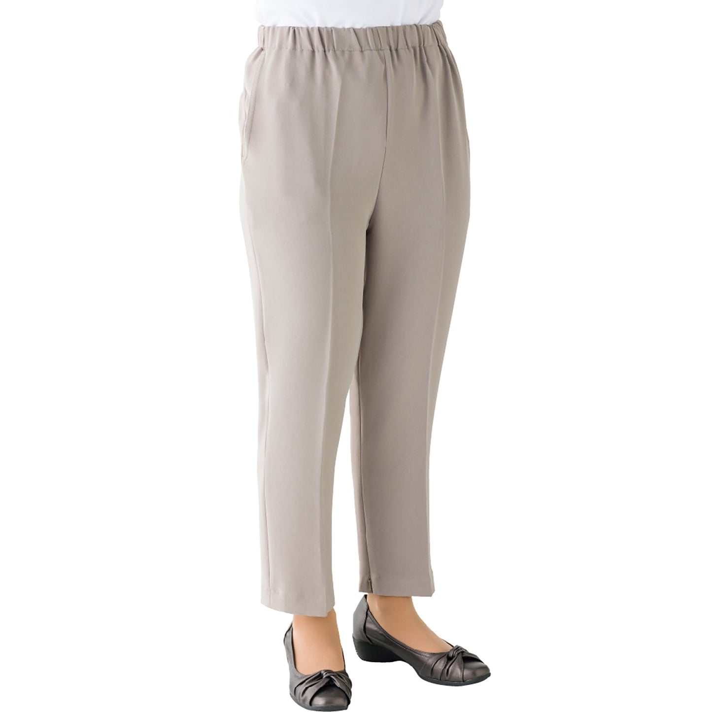 引っ張って開く裾ファスナーパンツ 診察時 湿布貼り 通年用 婦人 BG L