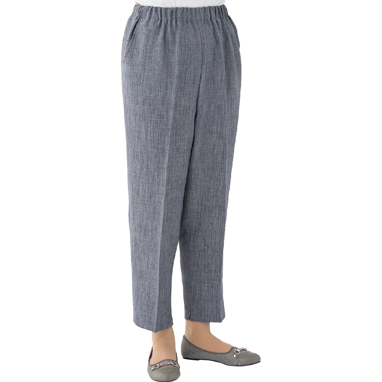 引っ張って開く裾ファスナーパンツ 診察時 湿布貼り 通年用 婦人 CH 2L