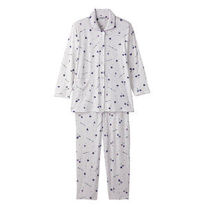 大きめボタンびのび素材パジャマ 身長146~154cm対応 婦人用 杢GY M