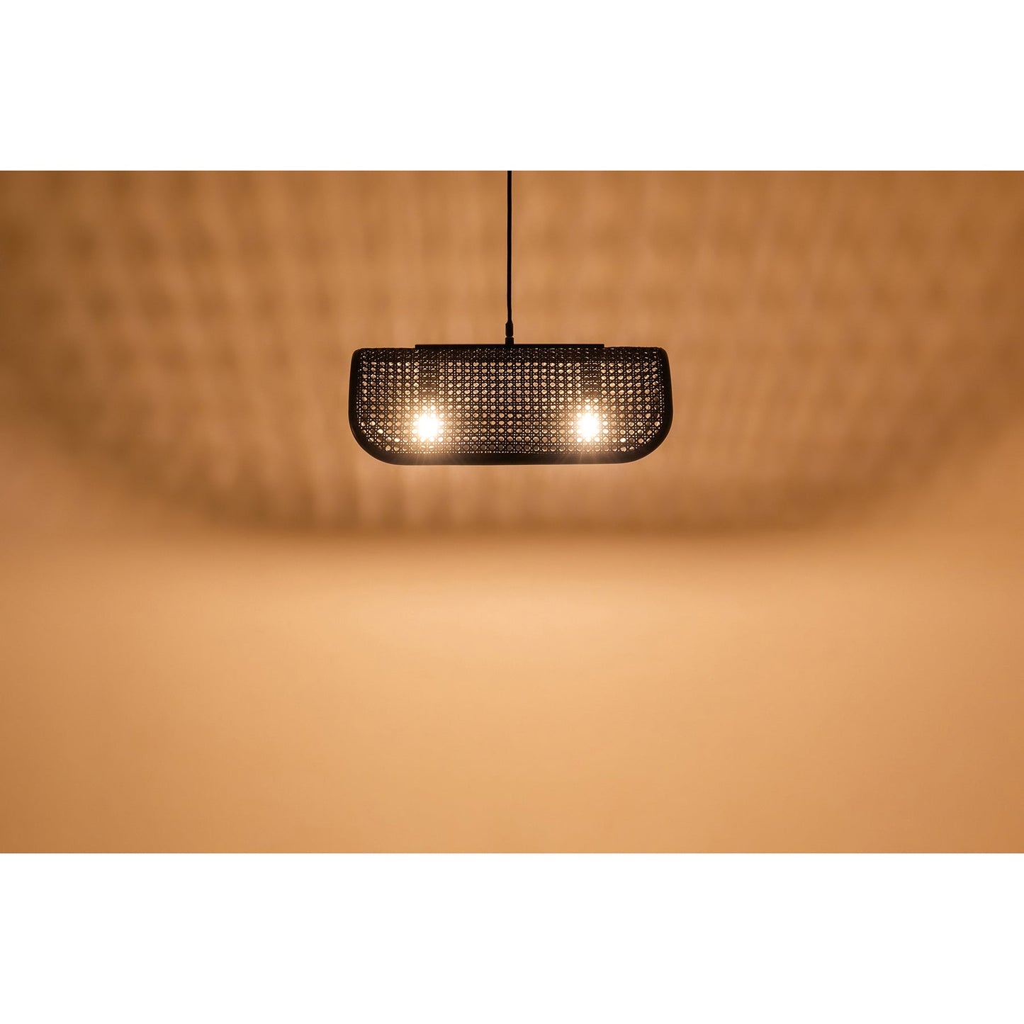 RATTAN PENGANT LAMP 2BULB BK