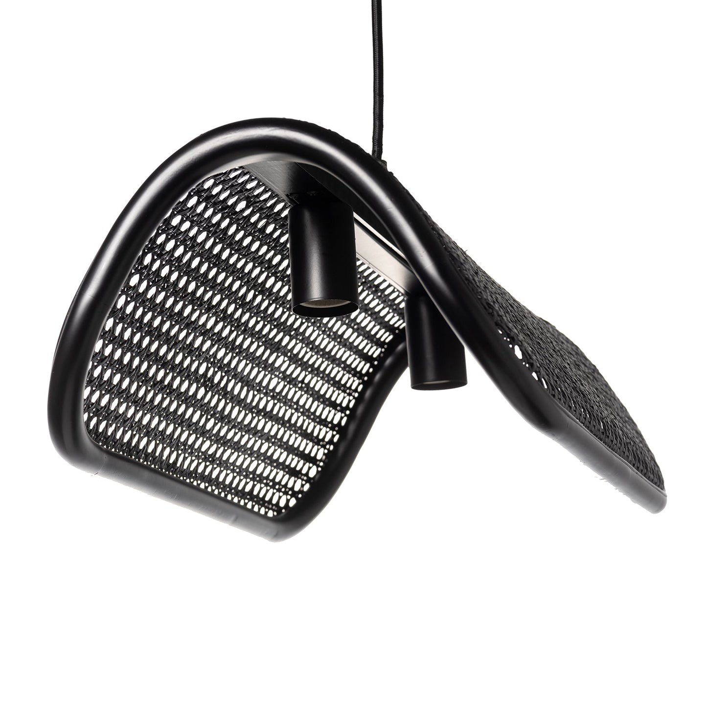 RATTAN PENGANT LAMP 2BULB BK