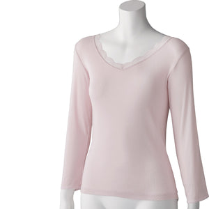 8分袖インナー 綿100%保湿加工 着心地快適 背中出にくい 婦人用 LV 3L