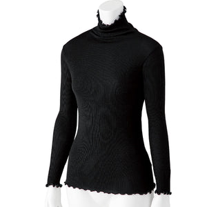 スルッとのびのび長袖インナータートルネック 着脱ぎ簡単 乾燥機対応 M~L BK