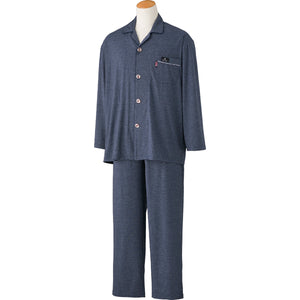 大きめボタンのびのびストレッチパジャマ 脱着簡単 着心地快適 紳士用 NV L